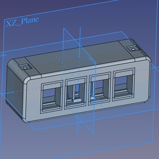 An image of a four-port part in a CAD program.